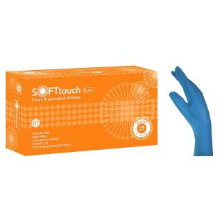 Soft Touch Γάντια Βινυλίου Χωρίς Πούδρα Μπλε Medium 100τμχ
