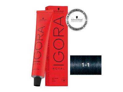 Schwarzkopf Igora Royal Βαφή Μαλλιών 1-1 Μαύρο Μπλε 60ml