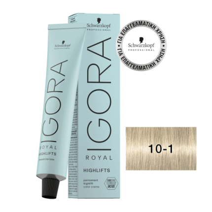 Schwarzkopf Igora Royal Βαφή Μαλλιών 10-1 Κατάξανθο Σαντρέ 60ml