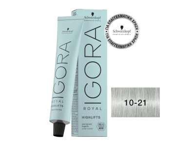 Schwarzkopf Igora Royal Βαφή Μαλλιών 10-21 Κατάξανθο Φυμέ Σαντρέ 60ml