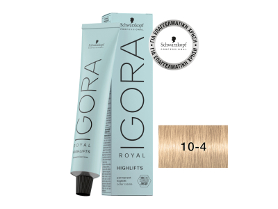 Schwarzkopf Igora Royal Βαφή Μαλλιών 10-4 Κατάξανθο Μπεζ 60ml