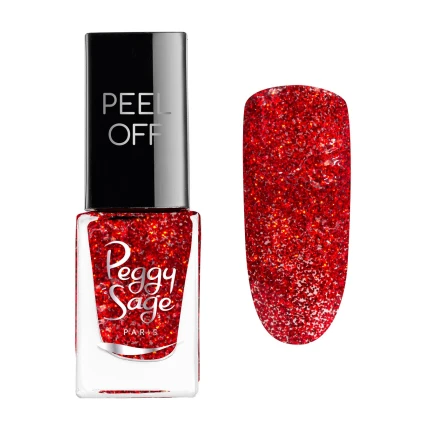 Peggy Sage Mini Peel Off Βερνίκι Νυχιών Red Glitter 5ml