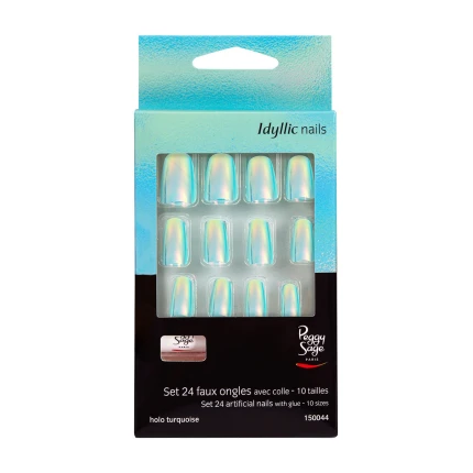 Peggy Sage Σετ Ψεύτικων Νυχιών Holo Turquoise x24 150044