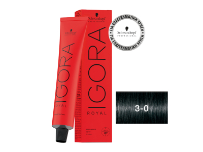 Schwarzkopf Igora Royal Βαφή Μαλλιών 3-0 Καστανό Μαύρο 60ml