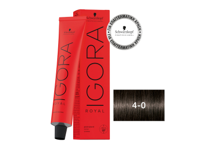 Schwarzkopf Igora Royal Βαφή Μαλλιών 4-0 Καστανό Μεσαίο Φυσικό 60ml