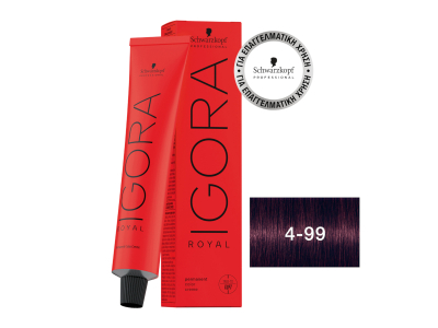 Schwarzkopf Igora Royal Βαφή Μαλλιών 4-99 Καστανό Μεσαίο Έντονο Βιολέ 60ml