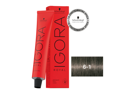 Schwarzkopf Igora Royal Βαφή Μαλλιών 6-1 Ξανθό Σκούρο Σαντρέ 60ml