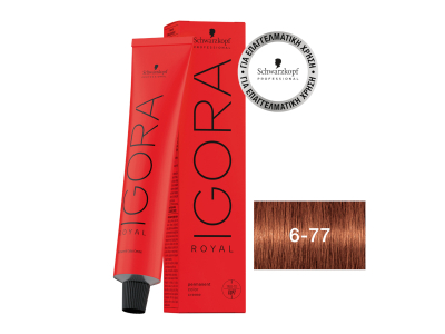 Schwarzkopf Igora Royal Βαφή Μαλλιών 6-77 Ξανθό Σκούρο Έντονο Χάλκινο 60ml