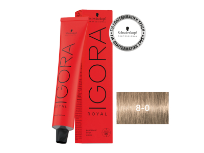 Schwarzkopf Igora Royal Βαφή Μαλλιών 8-0 Ξανθό Ανοιχτό 60ml