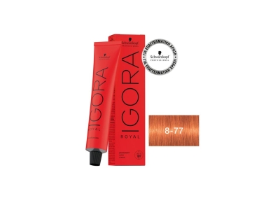 Schwarzkopf Igora Royal Βαφή Μαλλιών 8-77 Ξανθό Ανοιχτό Έντονο Χάλκινο 60ml