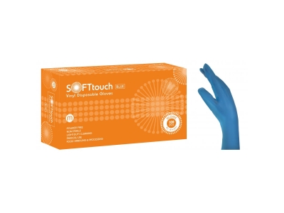 Soft Touch Γάντια Βινυλίου Χωρίς Πούδρα Μπλε Medium 100τμχ