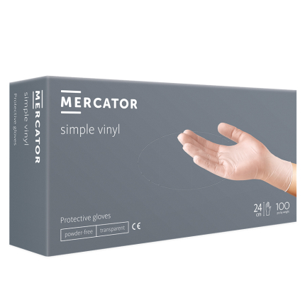 Mercator Simple Vinyl Γάντια Βινυλίου Μιας Χρήσης Χωρίς Πούδρα Μπλέ Small 100τμχ