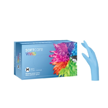 Soft Care Vivid Γάντια Νιτριλίου Γαλάζια Medium 100τμχ