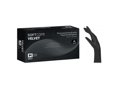 Soft Care Velvet Γάντια Βινυλίου Μαύρα Large 100τμχ