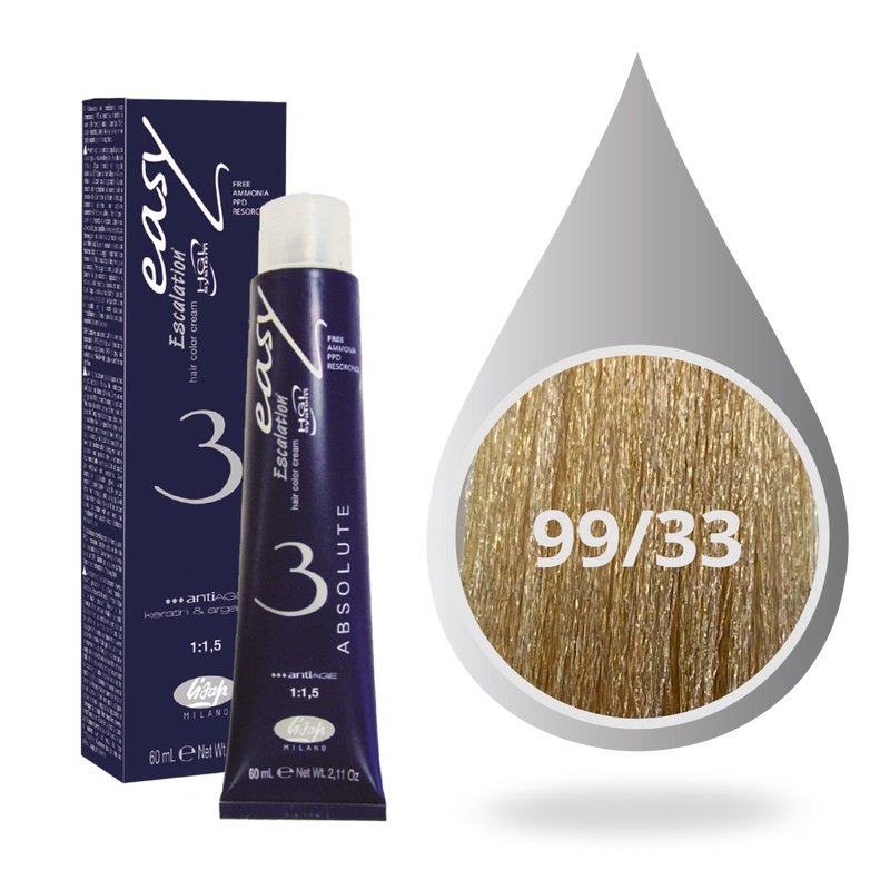 99.33AB Lisap Milano Βαφή Μαλλιών Absolute 3 Χωρίς Αμμωνία 99/33 Ξανθό Πολύ Ανοιχτό Βαθύ Χρυσό 60ml