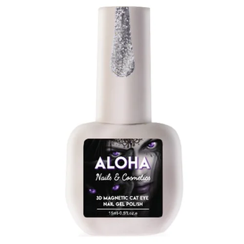 Aloha Ημιμόνιμο 3D Magnetic Cat Eye CT002 Ασημί 15ml - Aloha Ημιμόνιμα Βερνίκια 15ml Aloha Ημιμόνιμο 3D Magnetic Cat Eye CT002 Ασημί 15ml