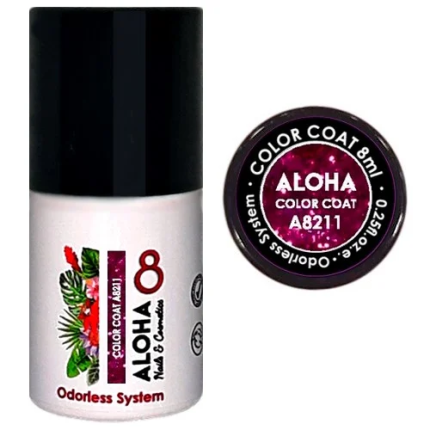 Aloha Ημιμόνιμο A8211 Dark Fuchsia With Payettes-Σκούρο Φούξια Με Παγιέτες 8ml