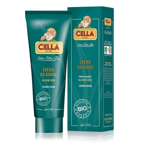 Cella Milano Shaving Cream In Tube Organic With Aloe Vera 150ml - BARBER Cella Milano Shaving Cream In Tube Organic With Aloe Vera 150ml