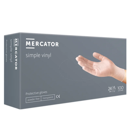 Mercator Simple Vinyl Γάντια Βινυλίου Μιας Χρήσης Χωρίς Πούδρα Μπλέ Small 100τμχ