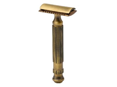 Pearl Shaving Safety Razor Antique Brass Closed Comd l-55 - 2
