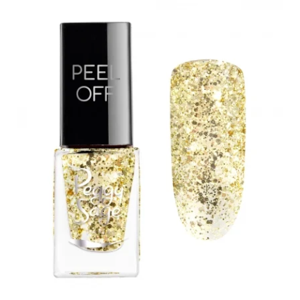 Peggy Sage Mini Peel Off Βερνίκι Νυχιών Gold Glitter 5ml - 2