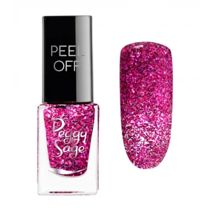 Peggy Sage Mini Peel Off Βερνίκι Νυχιών Pink Glitter 5ml - 2