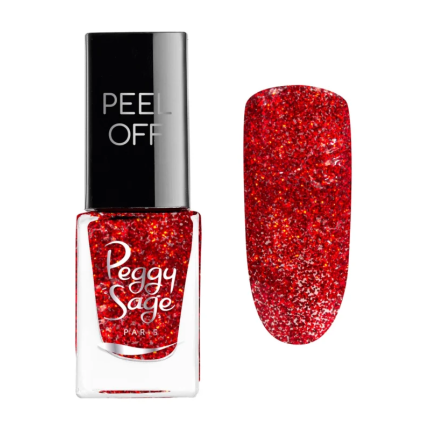 Peggy Sage Mini Peel Off Βερνίκι Νυχιών Red Glitter 5ml - 2