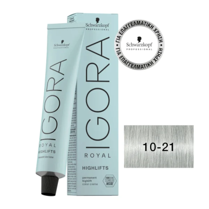 Schwarzkopf Igora Royal Βαφή Μαλλιών 10-21 Κατάξανθο Φυμέ Σαντρέ 60ml