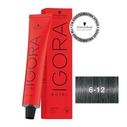 Schwarzkopf Igora Royal Βαφή Μαλλιών 6-12 Ξανθό Σκούρο Φυμέ 60ml
