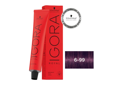 Schwarzkopf Igora Royal Βαφή Μαλλιών 6-99 Ξανθό Σκούρο Έντονο Βιολέ 60ml