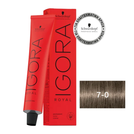 Schwarzkopf Igora Royal Βαφή Μαλλιών 7-0 Ξανθό Μεσαίο 60ml
