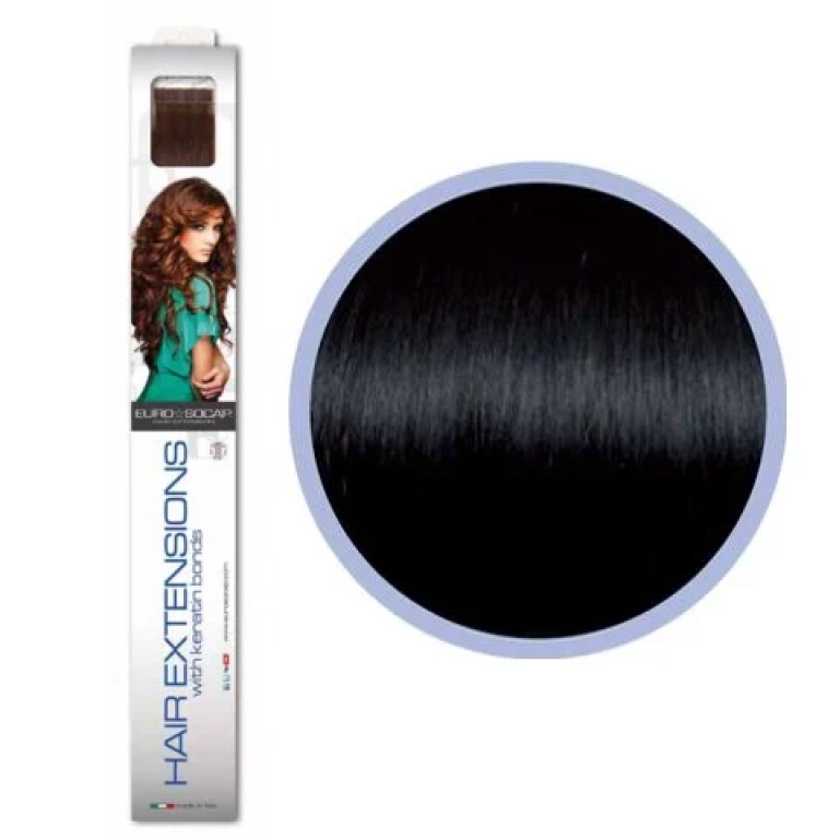 Seiseta Hair Extension Με Δέσιμο Κερατίνης 100% Φυσικό Μαλλί 1B Μαύρο /1τμχ - 2