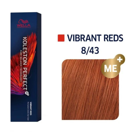 Wella Koleston Βαφή Μαλλιών 8/43 Ξανθό Ανοιχτό Κόκκινο Χρυσό 60ml
