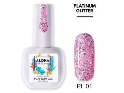 Aloha Ημιμόνιμο PL01 Platinum Glitter Ροζ 15ml
