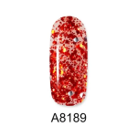 Aloha Ημιμόνιμο A8189 Flame Red Glitter Transparent 8ml - 2