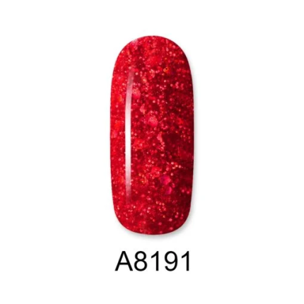 Aloha Ημιμόνιμο A8191 Red With Red Glitter & Payettes-Κόκκινο Με Κόκκινο Glitter & Παγιέτες 8ml - 2
