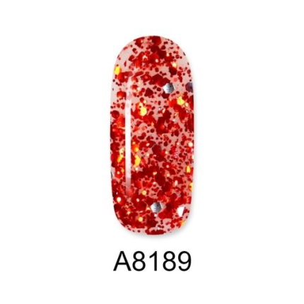 Aloha Ημιμόνιμο A8189 Flame Red Glitter Transparent 8ml