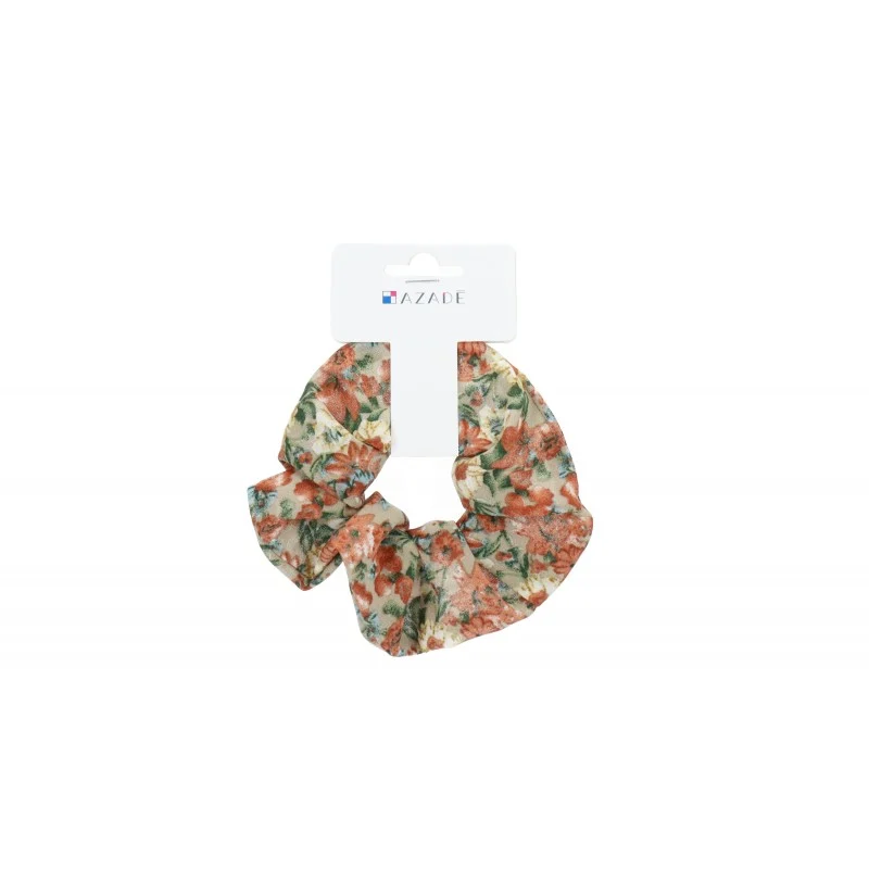 Azade Scrunchies Floral Μουσταρδί Πράσινο - ΜΑΛΛΙΑ Azade Scrunchies Floral Μουσταρδί Πράσινο
