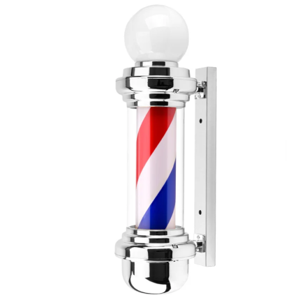 Barber Pole Με Λάμπα Ασημί ΗΒ5226
