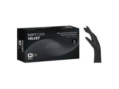 Soft Care Velvet Γαντια Βινυλιου Μαυρα Large