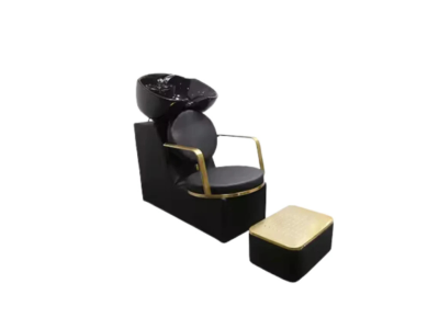 Λουτήρας Κομμωτηρίου Σταθερός Mαύρος με Χρυσό Υποπόδιο HB3008